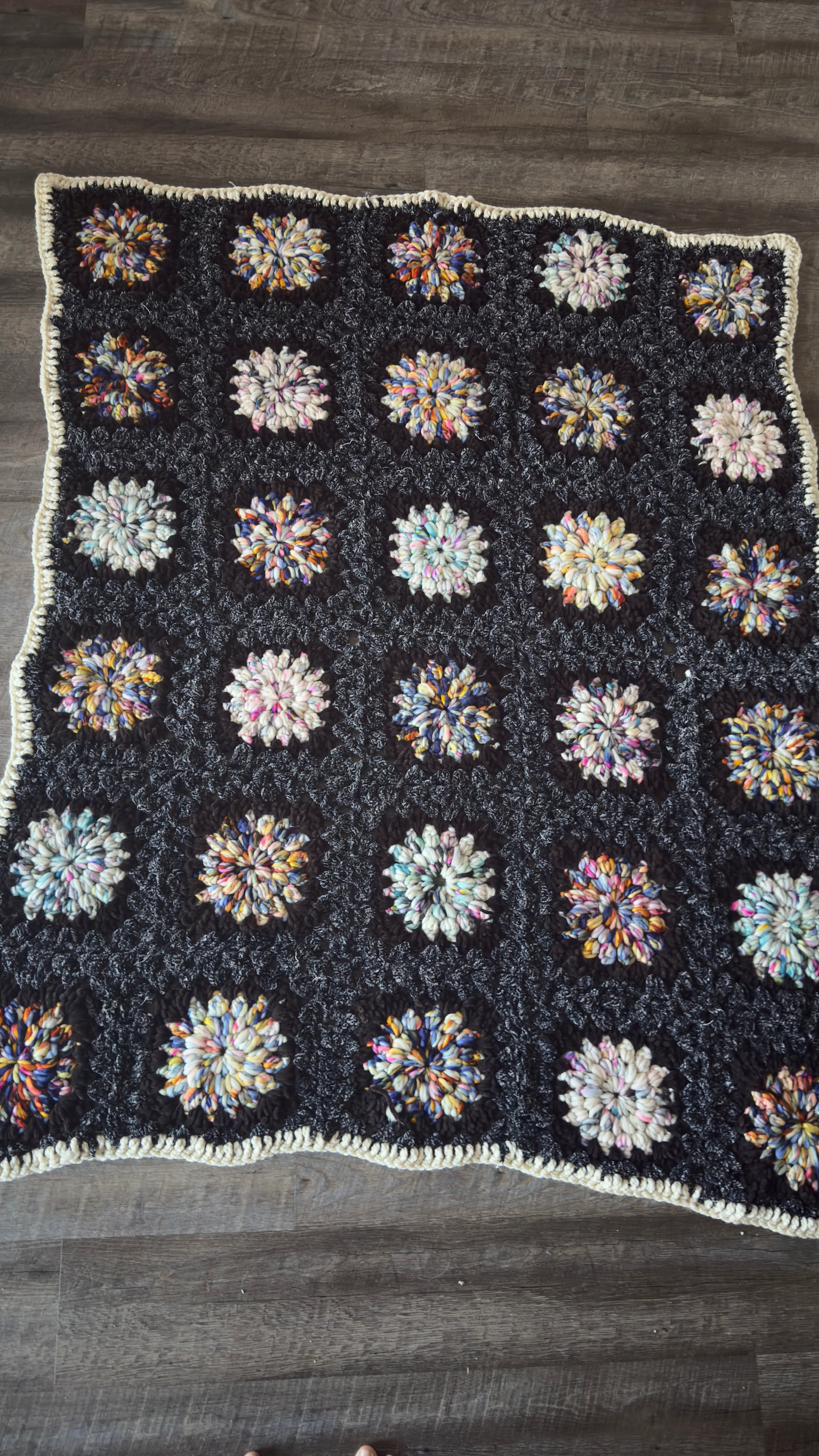 Yarn cones arranged for swatch testing