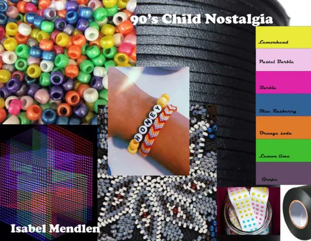 90's Child Nostalgia board with pony beads and bracelets